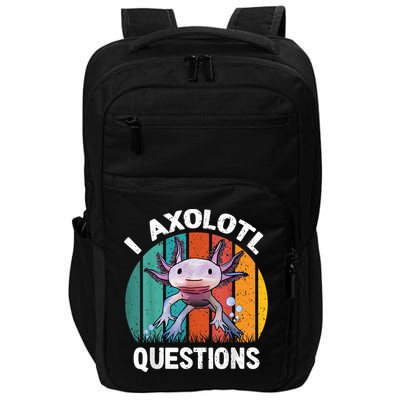 I Axolotl Questions Shirt Youth Kids Retro 90s Funny Axolotl Impact Tech Backpack