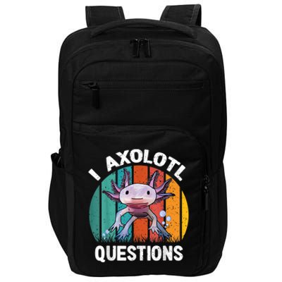 I Axolotl Questions Shirt Youth Kids Retro 90s Funny Axolotl Impact Tech Backpack