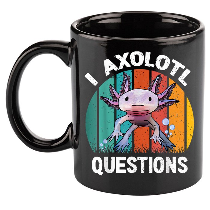 I Axolotl Questions Shirt Youth Kids Retro 90s Funny Axolotl 11oz C Handle Ceramic Mug