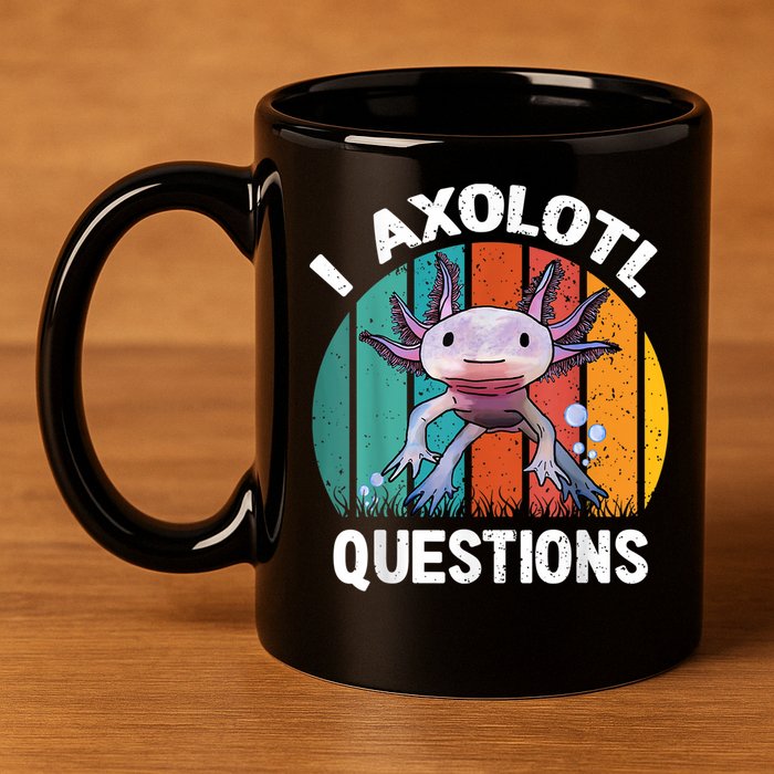 I Axolotl Questions Shirt Youth Kids Retro 90s Funny Axolotl 11oz C Handle Ceramic Mug