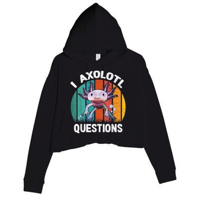 I Axolotl Questions Shirt Youth Kids Retro 90s Funny Axolotl Crop Fleece Hoodie