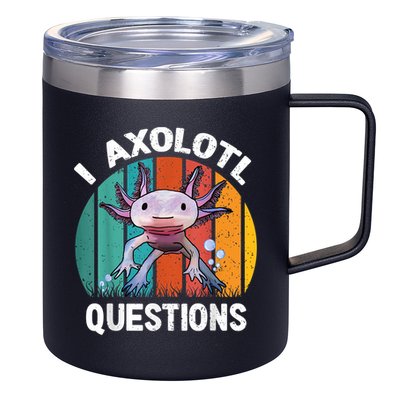 I Axolotl Questions Shirt Youth Kids Retro 90s Funny Axolotl 12oz Stainless Steel Coffee Mug