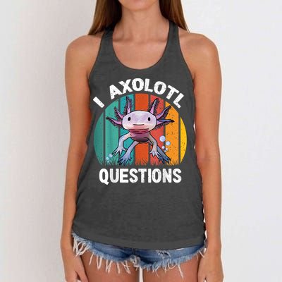 I Axolotl Questions Shirt Youth Kids Retro 90s Funny Axolotl Women's Knotted Racerback Tank