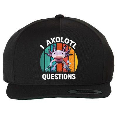 I Axolotl Questions Shirt Youth Kids Retro 90s Funny Axolotl Wool Snapback Cap