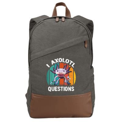 I Axolotl Questions Shirt Youth Kids Retro 90s Funny Axolotl Cotton Canvas Backpack