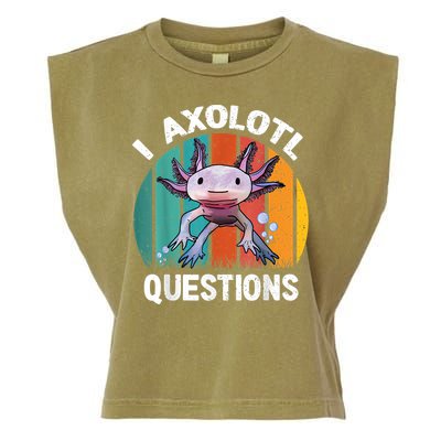 I Axolotl Questions Shirt Youth Kids Retro 90s Funny Axolotl Garment-Dyed Women's Muscle Tee