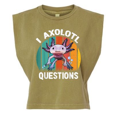 I Axolotl Questions Shirt Youth Kids Retro 90s Funny Axolotl Garment-Dyed Women's Muscle Tee