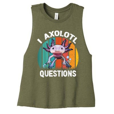 I Axolotl Questions Shirt Youth Kids Retro 90s Funny Axolotl Women's Racerback Cropped Tank