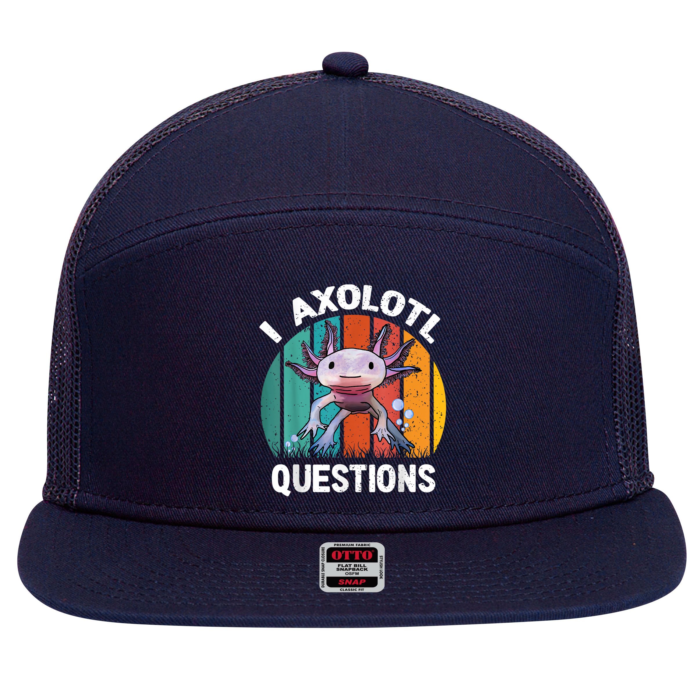 I Axolotl Questions Shirt Youth Kids Retro 90s Funny Axolotl 7 Panel Mesh Trucker Snapback Hat