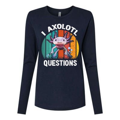 I Axolotl Questions Shirt Youth Kids Retro 90s Funny Axolotl Womens Cotton Relaxed Long Sleeve T-Shirt