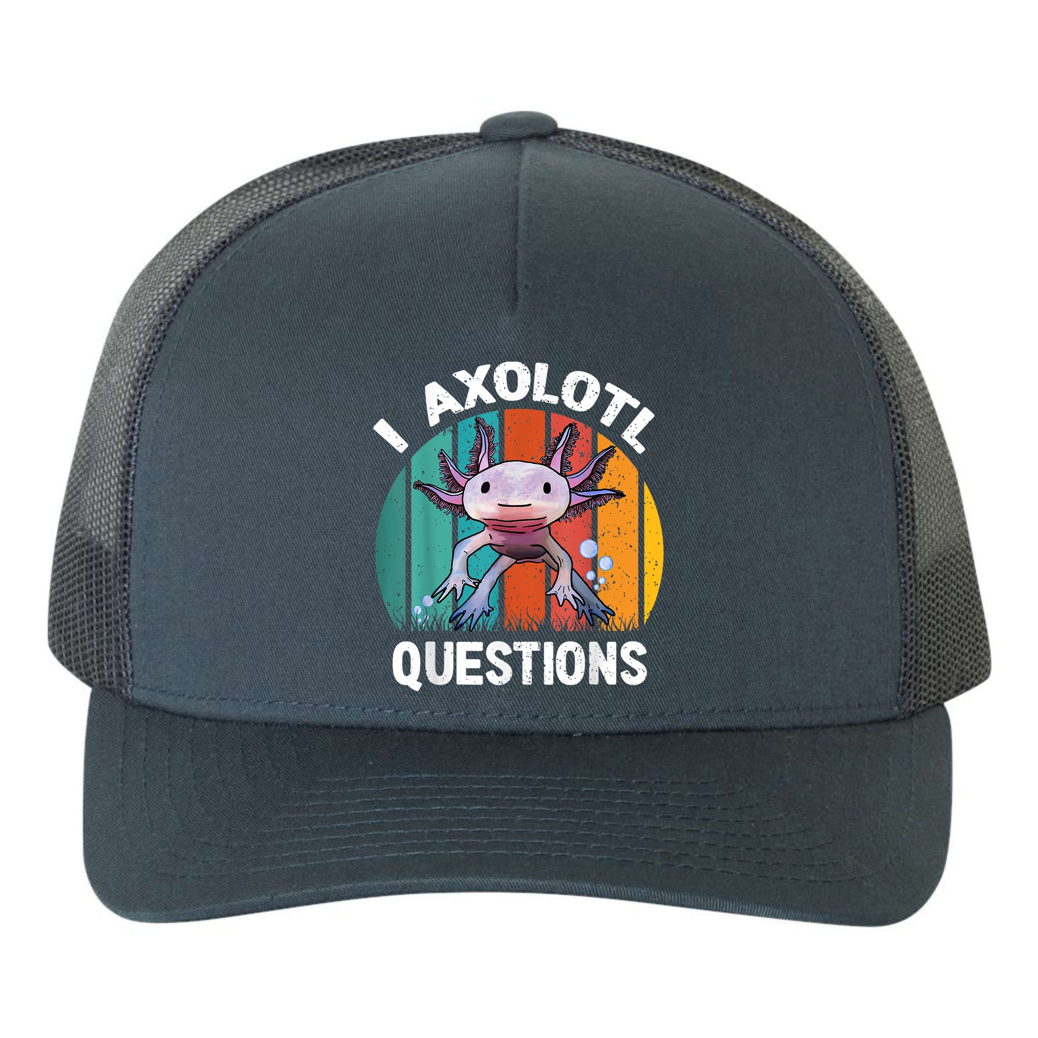 I Axolotl Questions Shirt Youth Kids Retro 90s Funny Axolotl Yupoong Adult 5-Panel Trucker Hat
