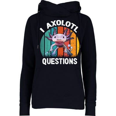 I Axolotl Questions Shirt Youth Kids Retro 90s Funny Axolotl Womens Funnel Neck Pullover Hood