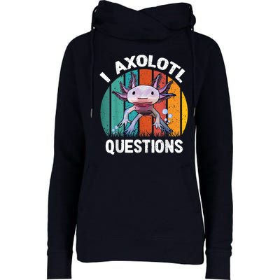 I Axolotl Questions Shirt Youth Kids Retro 90s Funny Axolotl Womens Funnel Neck Pullover Hood