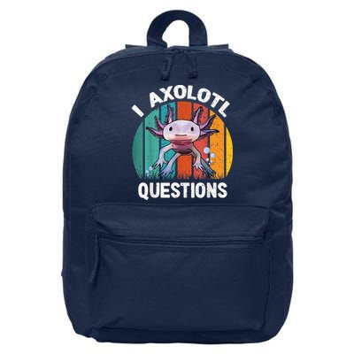 I Axolotl Questions Shirt Youth Kids Retro 90s Funny Axolotl 16 in Basic Backpack