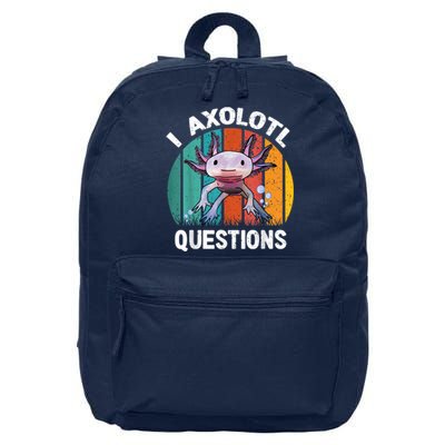 I Axolotl Questions Shirt Youth Kids Retro 90s Funny Axolotl 16 in Basic Backpack