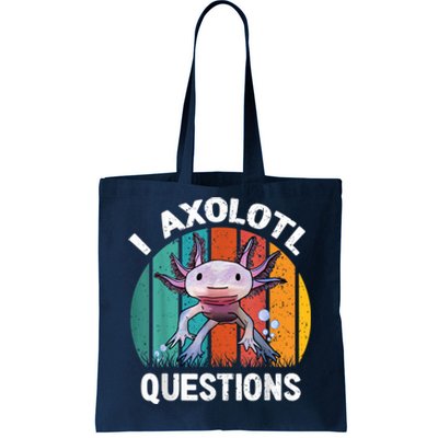 I Axolotl Questions Shirt Youth Kids Retro 90s Funny Axolotl Tote Bag