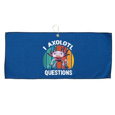 I Axolotl Questions Shirt Youth Kids Retro 90s Funny Axolotl Large Microfiber Waffle Golf Towel