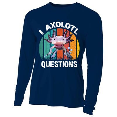 I Axolotl Questions Shirt Youth Kids Retro 90s Funny Axolotl Cooling Performance Long Sleeve Crew