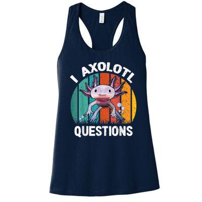 I Axolotl Questions Shirt Youth Kids Retro 90s Funny Axolotl Women's Racerback Tank