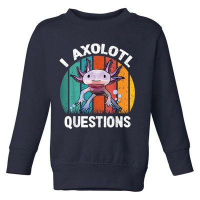 I Axolotl Questions Shirt Youth Kids Retro 90s Funny Axolotl Toddler Sweatshirt