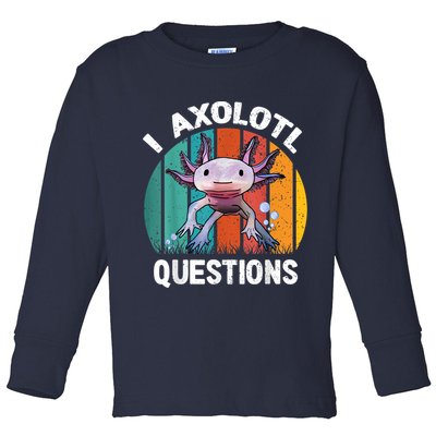 I Axolotl Questions Shirt Youth Kids Retro 90s Funny Axolotl Toddler Long Sleeve Shirt