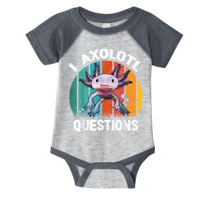 I Axolotl Questions Shirt Youth Kids Retro 90s Funny Axolotl Infant Baby Jersey Bodysuit