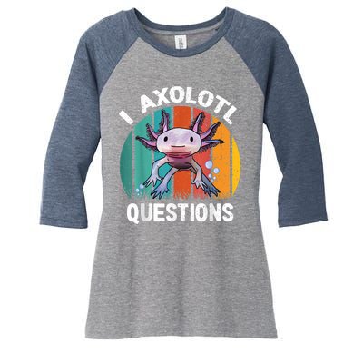 I Axolotl Questions Shirt Youth Kids Retro 90s Funny Axolotl Women's Tri-Blend 3/4-Sleeve Raglan Shirt