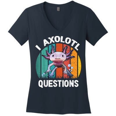 I Axolotl Questions Shirt Youth Kids Retro 90s Funny Axolotl Women's V-Neck T-Shirt