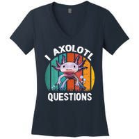 I Axolotl Questions Shirt Youth Kids Retro 90s Funny Axolotl Women's V-Neck T-Shirt