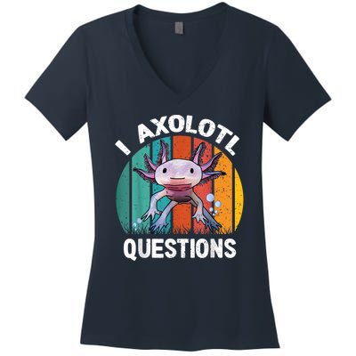 I Axolotl Questions Shirt Youth Kids Retro 90s Funny Axolotl Women's V-Neck T-Shirt