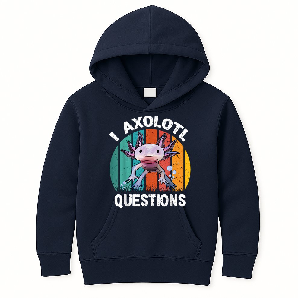 I Axolotl Questions Shirt Youth Kids Retro 90s Funny Axolotl Kids Hoodie