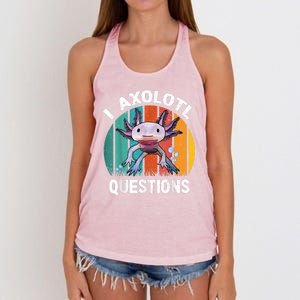 I Axolotl Questions Shirt Youth Kids Retro 90s Funny Axolotl Women's Knotted Racerback Tank