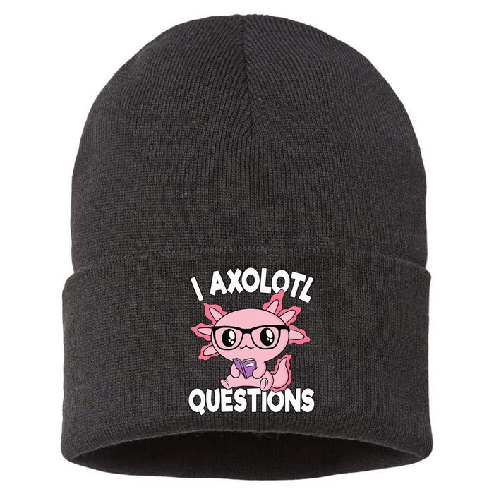 I Axolotl Questions Mexican Salamander Pink Axolotl Sustainable Knit Beanie