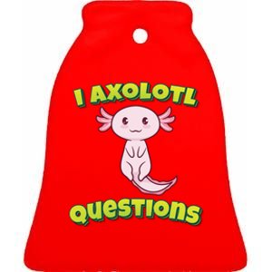 I Axolotl Questions Retro Funny Hipster Axolotl Ceramic Bell Ornament