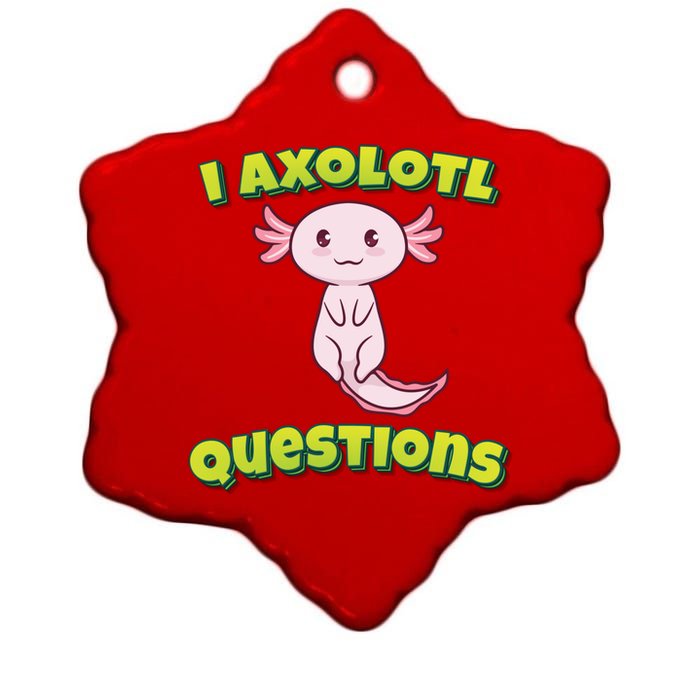 I Axolotl Questions Retro Funny Hipster Axolotl Ceramic Star Ornament