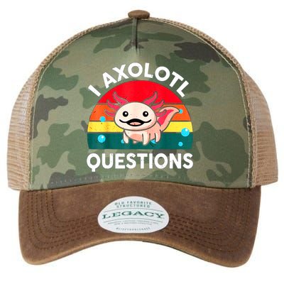 I Axolotl Questions Lover Retro Vintage Legacy Tie Dye Trucker Hat