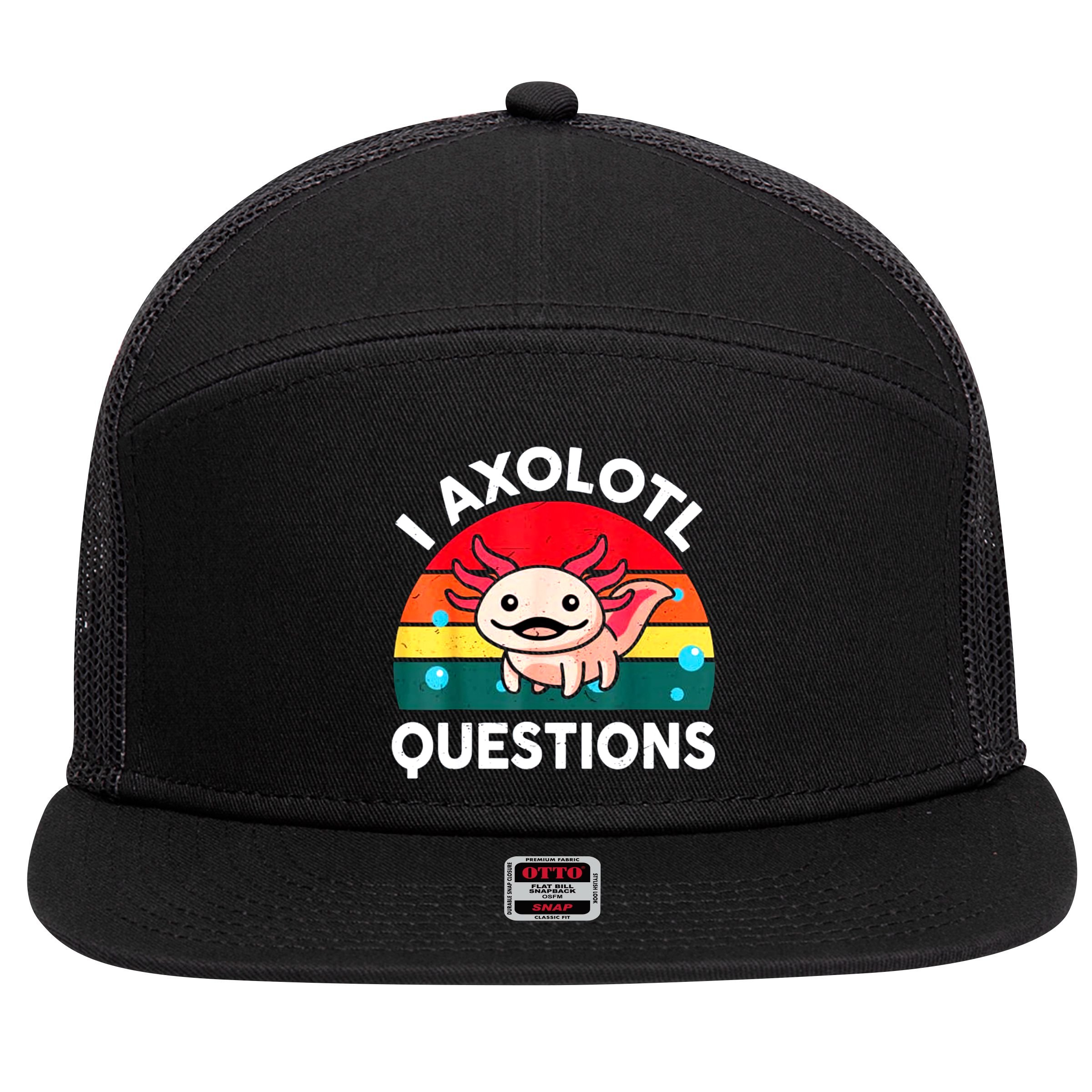 I Axolotl Questions Lover Retro Vintage 7 Panel Mesh Trucker Snapback Hat
