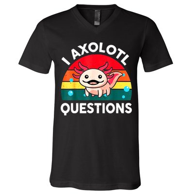I Axolotl Questions Lover Retro Vintage V-Neck T-Shirt