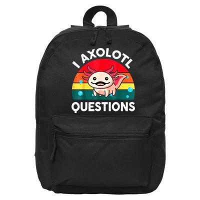 I Axolotl Questions Lover Retro Vintage 16 in Basic Backpack
