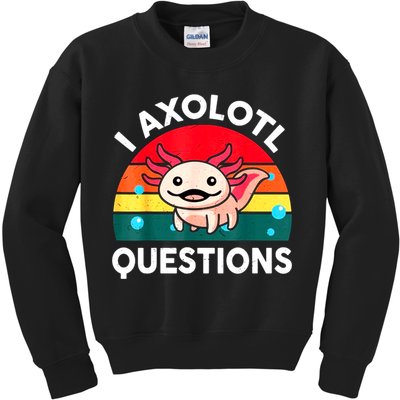 I Axolotl Questions Lover Retro Vintage Kids Sweatshirt