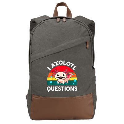 I Axolotl Questions Lover Retro Vintage Cotton Canvas Backpack