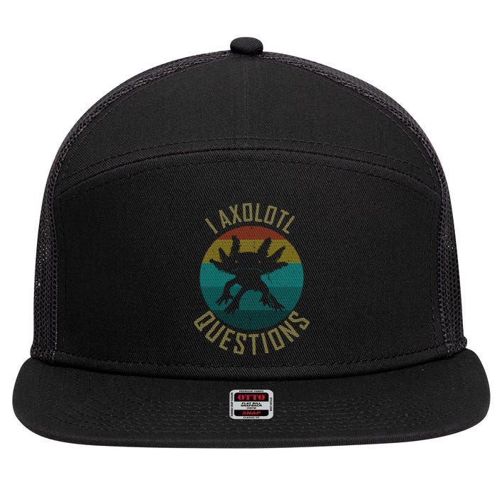 I Axolotl Questions Ugly Sweater Design 7 Panel Mesh Trucker Snapback Hat
