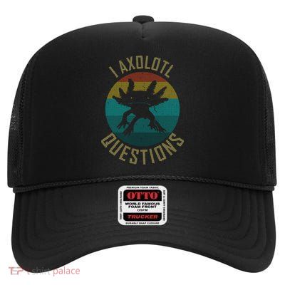 I Axolotl Questions Ugly Sweater Design High Crown Mesh Back Trucker Hat