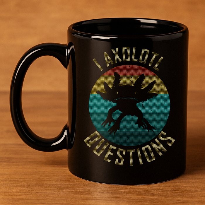 I Axolotl Questions Ugly Sweater Design 11oz C Handle Ceramic Mug