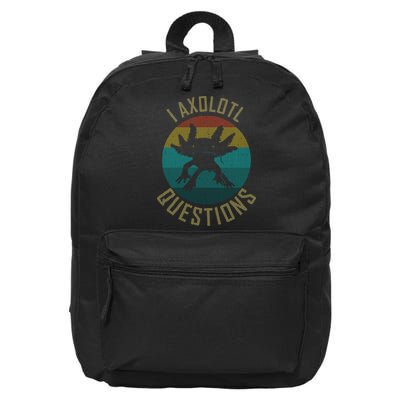 I Axolotl Questions Ugly Sweater Design 16 in Basic Backpack