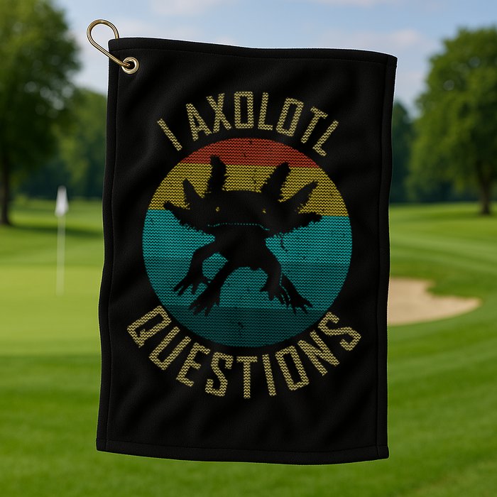 I Axolotl Questions Ugly Sweater Design Golf Towel