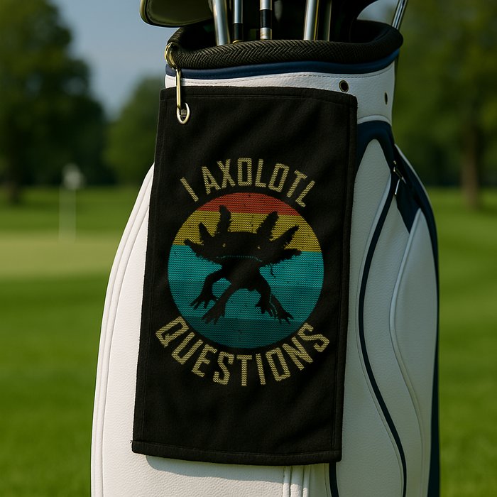 I Axolotl Questions Ugly Sweater Design Golf Towel