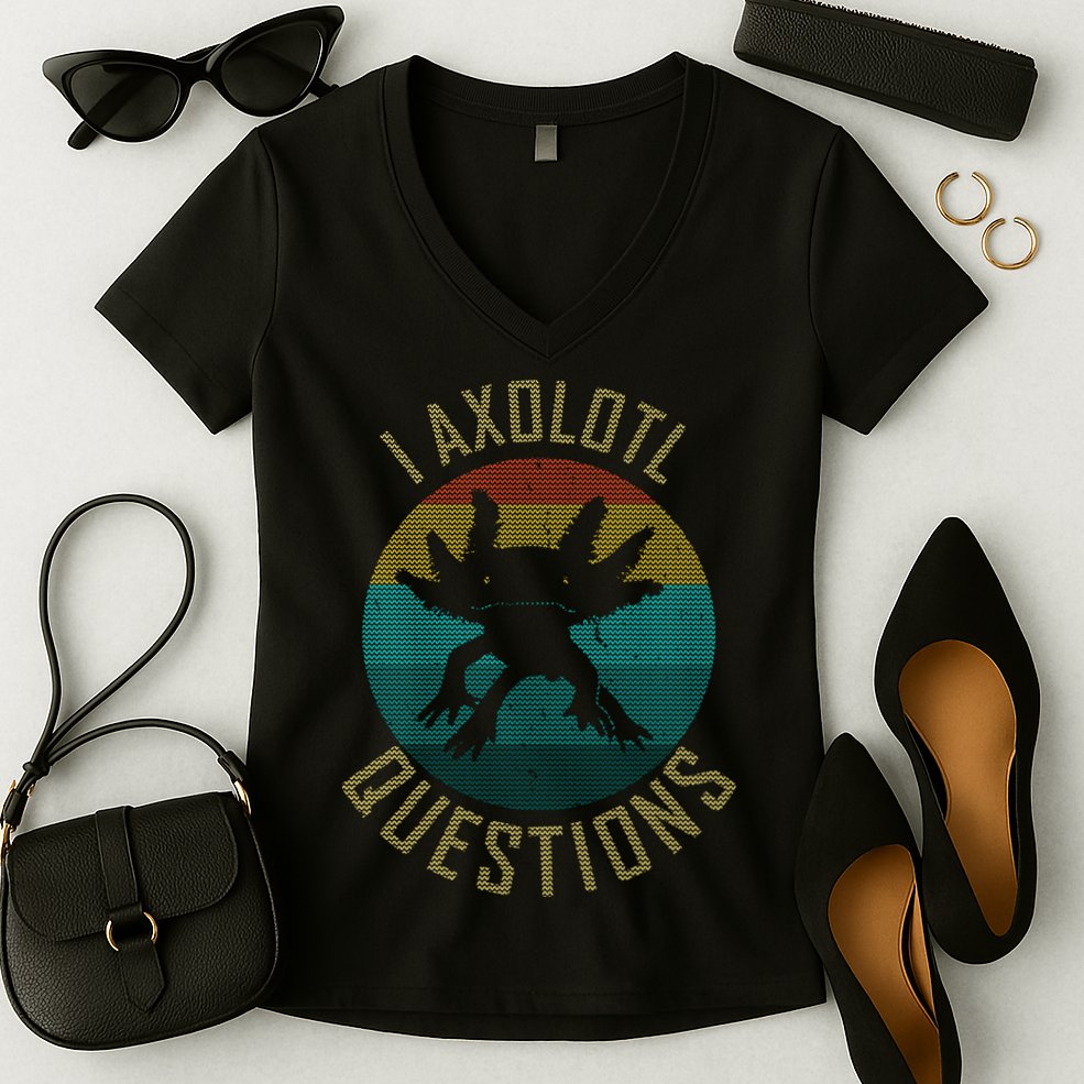 I Axolotl Questions Ugly Sweater Design Women's V-Neck T-Shirt