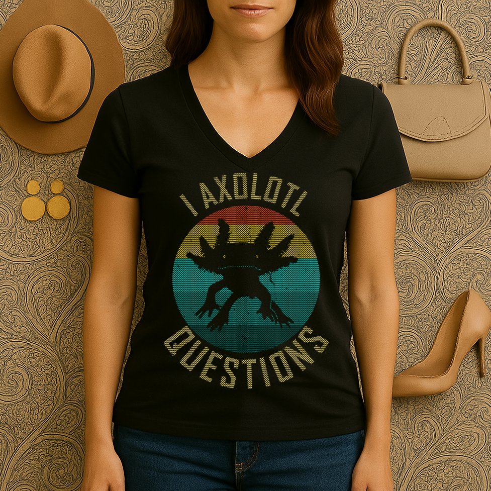 I Axolotl Questions Ugly Sweater Design Women's V-Neck T-Shirt