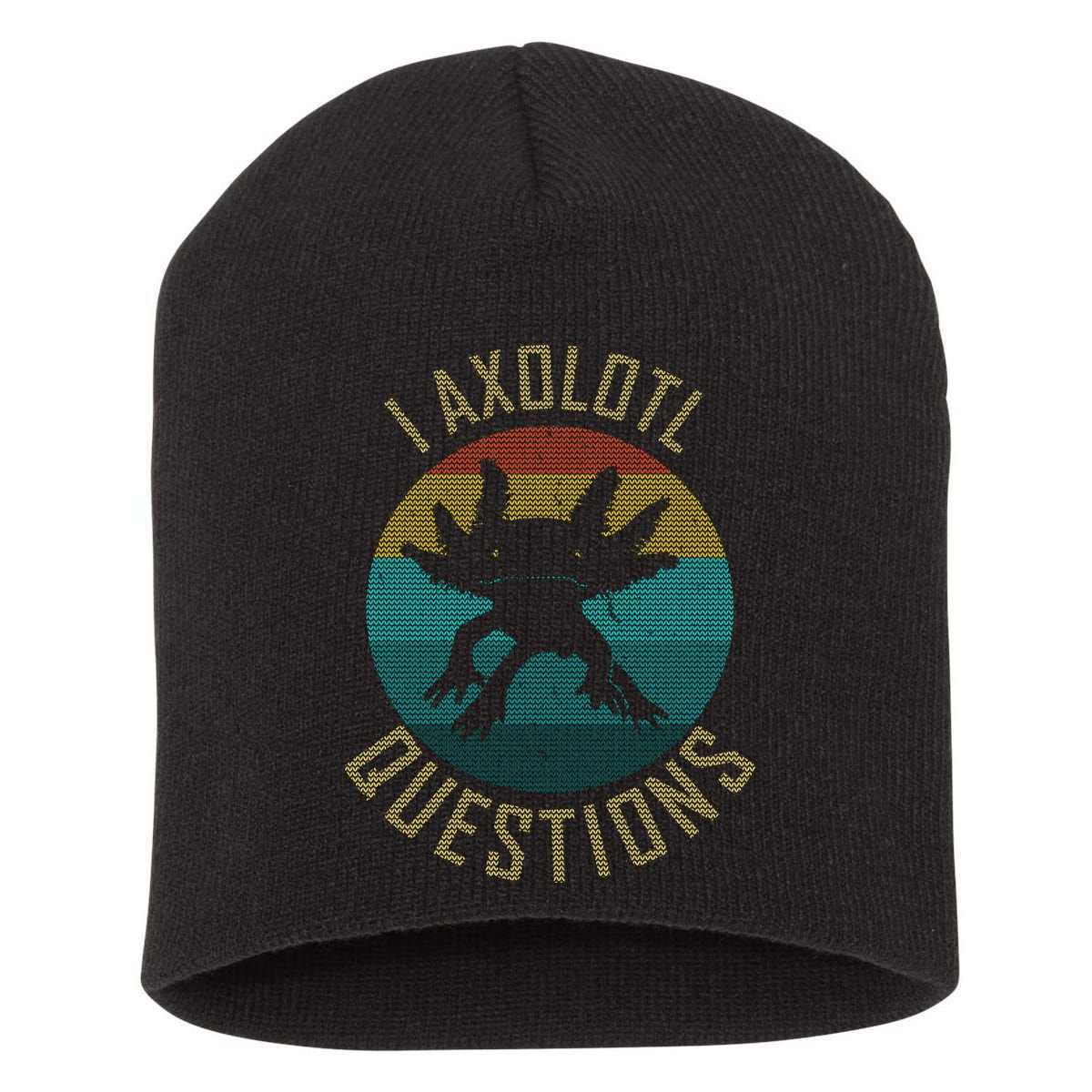 I Axolotl Questions Ugly Sweater Design Short Acrylic Beanie